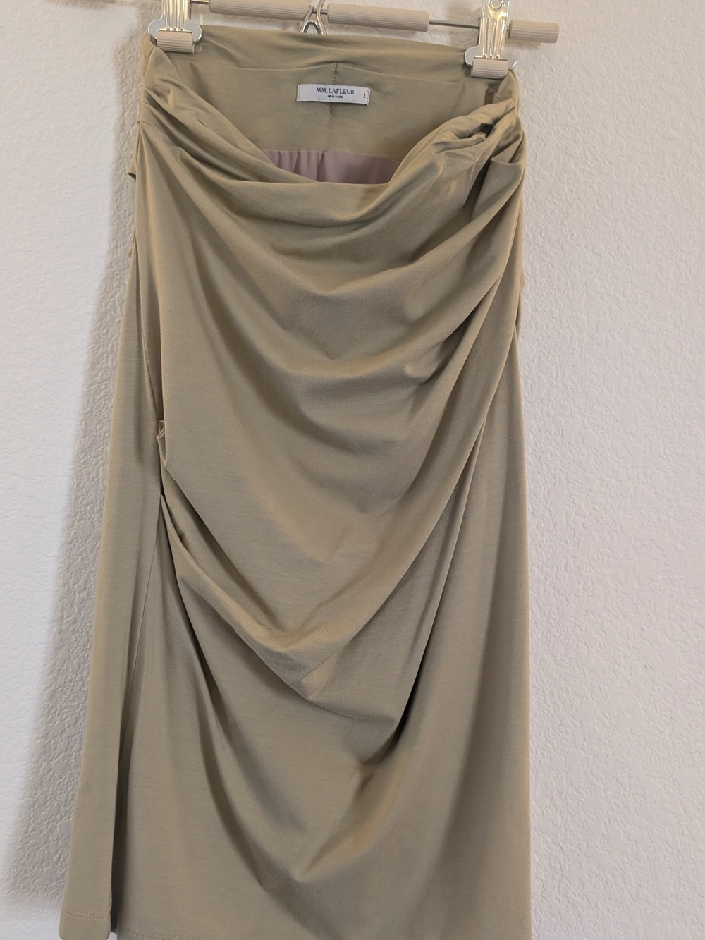 MM Lafleur Taupe Draped Midi Skirt